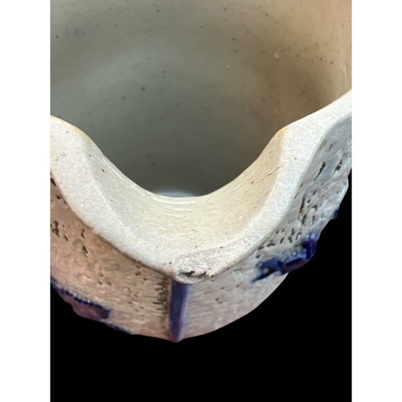 Antique Blue & White Relief Pitcher With Floral & Woman Design - Picture 8 of 10